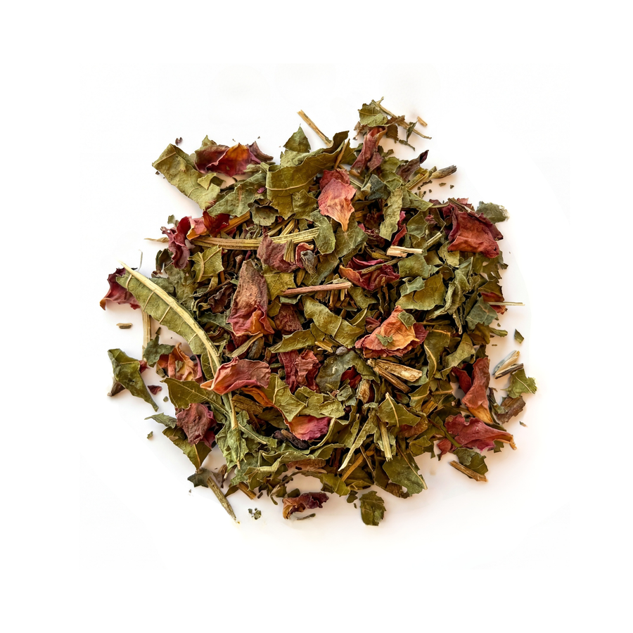 Kuwanoha Bliss organic Japanese mulberry leaf tea with reishi mushroom, lavender and rose loose leaf for deeper sleep