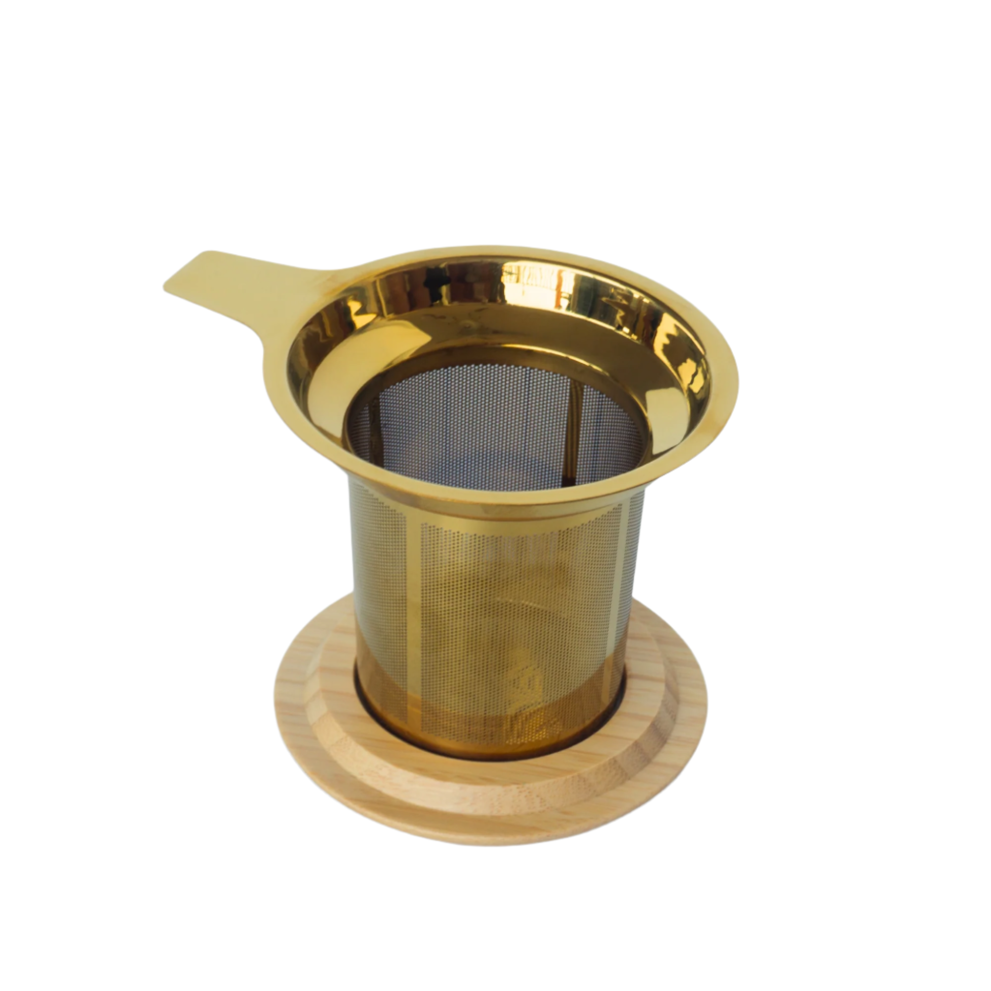 Loulou's Tea Infuser Stainless Steel Gold With Bamboo Lid