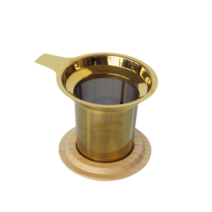 Loulou's Tea Infuser Stainless Steel Gold With Bamboo Lid